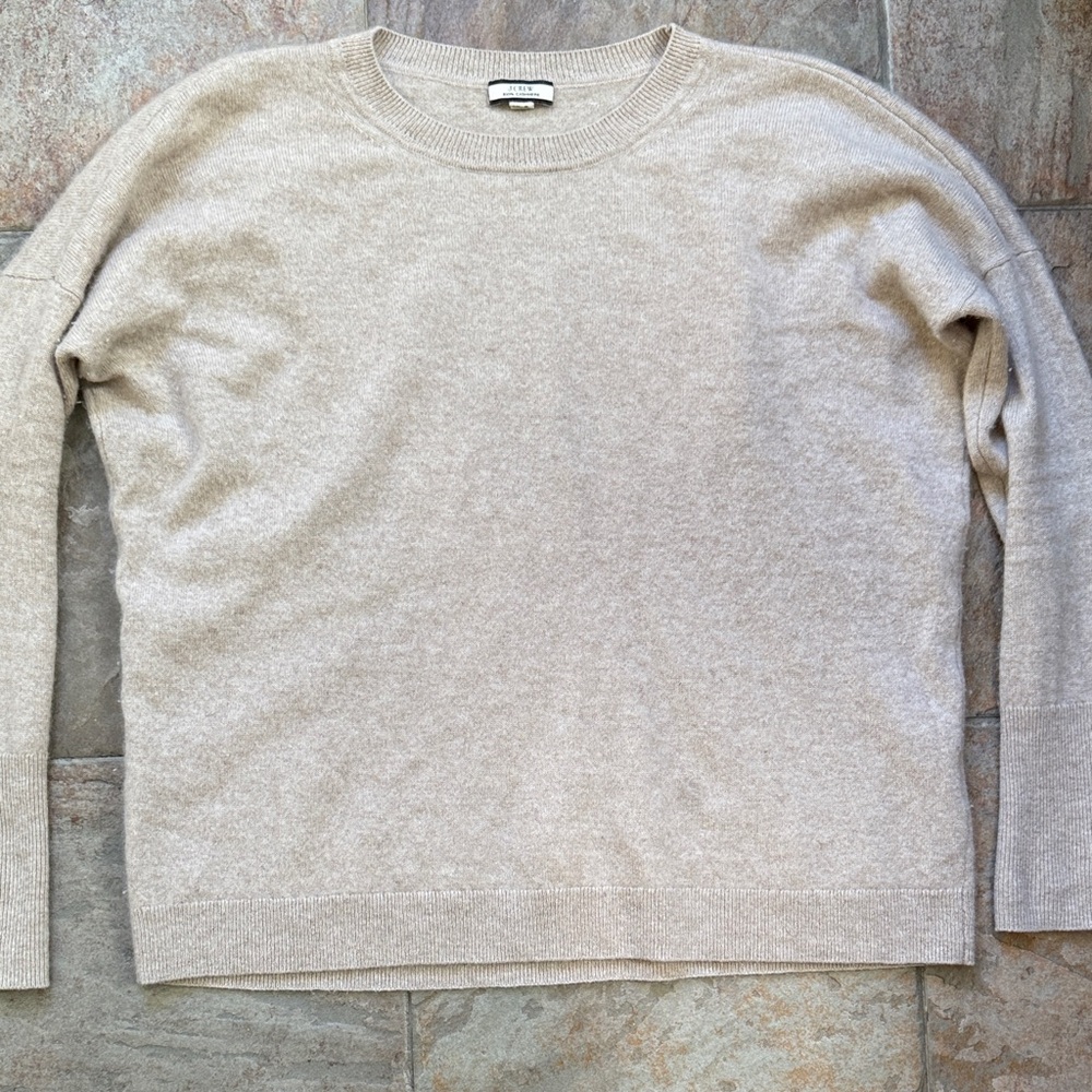 J. Crew Women's Cashmere Sweater in Light Beige